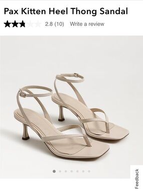 Sam Elderman Ankle-Strap Thong Kitten Heel Sandals in Beige